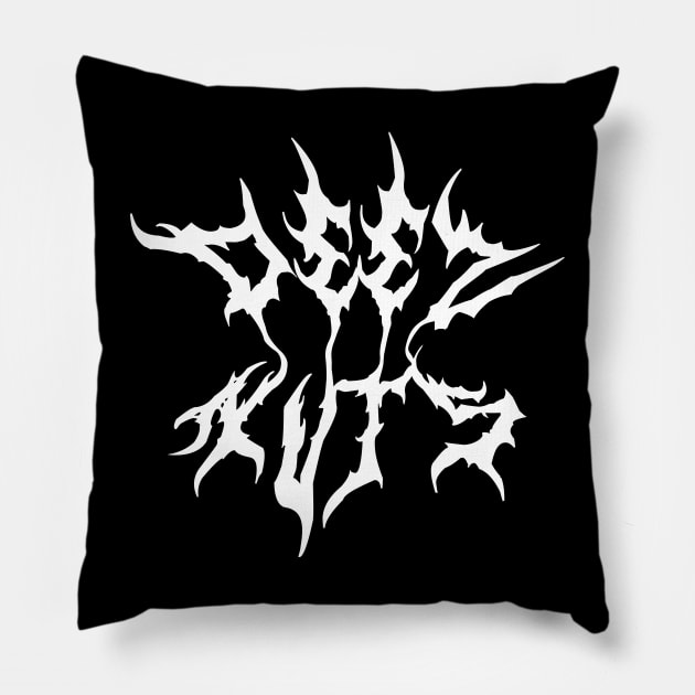 DEEZ NUTS Heavy Metal Band Parody (White) Pillow by UncouthDesigns