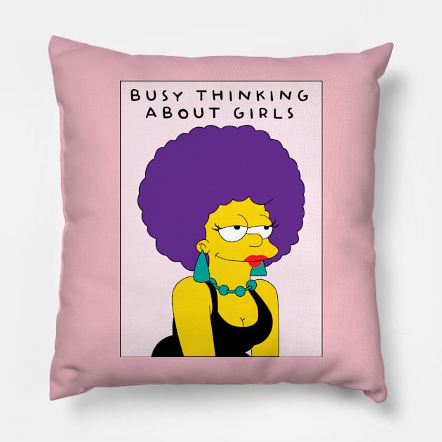 Busy thinking about girls Pillow by Teesbyhugo