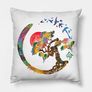 Enso circle and Bonsai tree Pillow