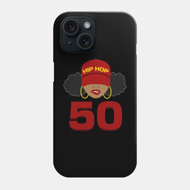 Hip Hop is 50 | 50th Anniversary Afro Puffs Women Phone Case by blackartmattersshop