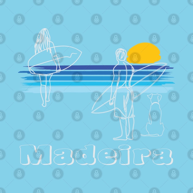 Madeira, Surfing Beach Surf Guy Girl with Dog by Surfer Dave Designs