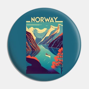 A Vintage Travel Art of the Fjords in Norway Pin