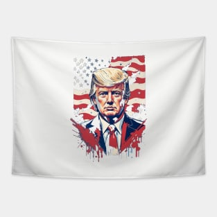 Donald Trump, the 45th president of USA in patriotic red,blue and white! Tapestry