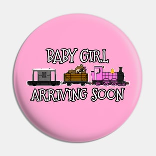 Pregnancy Announcement Steam Train, Baby Girl Arriving Soon Pin