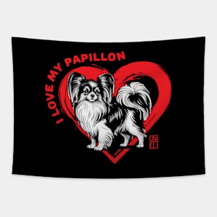 I Love My Papillon - I Love my dog - Intelligent dog Tapestry