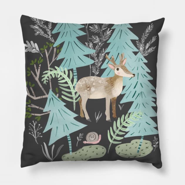 Deer in the Forest Pillow by Michele Norris