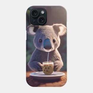 Koala with boba bubble tea Phone Case