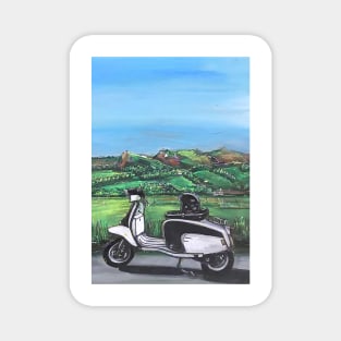 Retro Scooter, Classic Scooter, Scooterist, Scootering, Scooter Rider, Mod Art Magnet