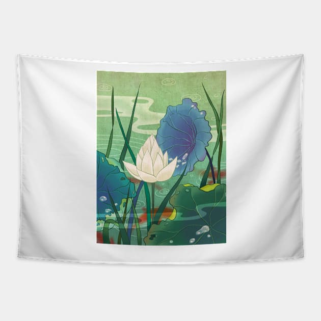 Minhwa: Misty Pond E Type Tapestry by koreanfolkpaint