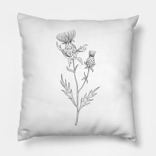 Thistle Ink Illustration Pillow