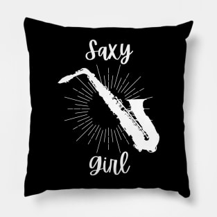 Saxy Girl - Saxophone Player Funny Puns Saxophonist Sax Pillow