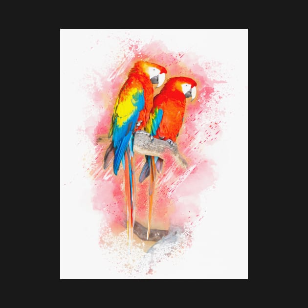 Parrot Bird Animal Wildlife Forest Jungle Nature Travel Digital Painting by Cubebox