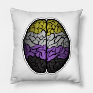 Large Non-Binary Pride Flag Colored Brain Vector Pillow