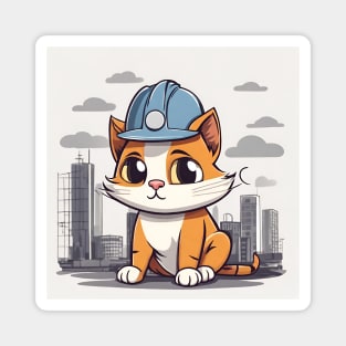 cats with hard hats Magnet