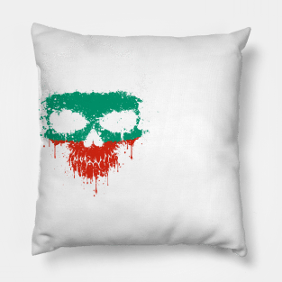 Chaotic Bulgarian Flag Splatter Skull Pillow