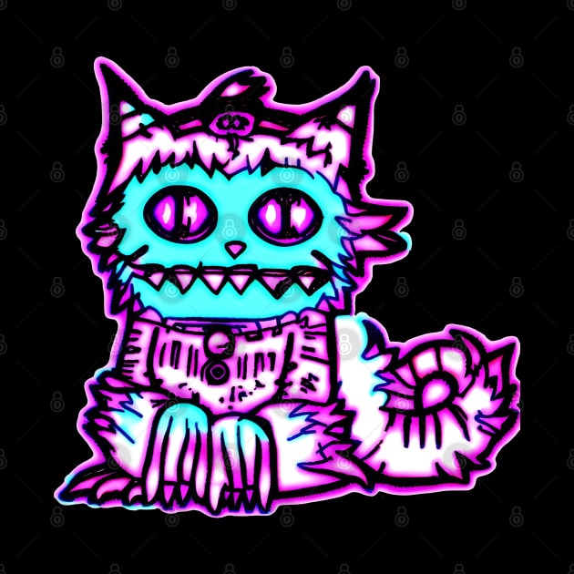 Weirdcore Neon Cat by Ravenglow