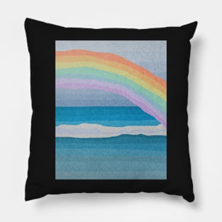 Ocean and rainbow, Mid century art Pillow