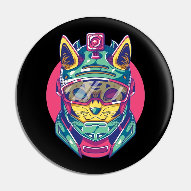 Astronaut Helmet Action Camera Cat Lover Pin by anubis1986