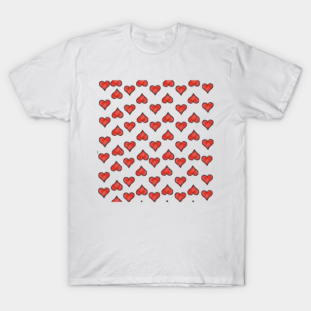 white shirt with red hearts