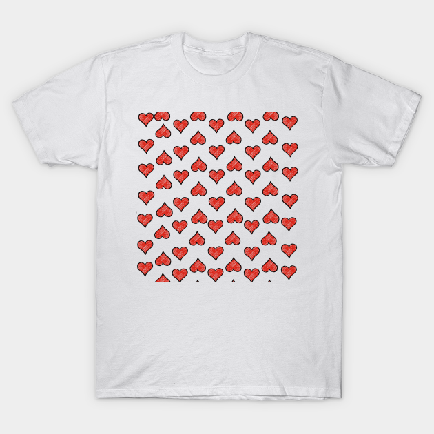 white t shirt with red hearts