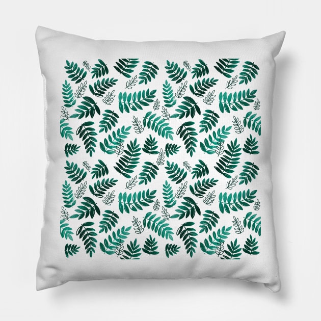 Modern Fern Leaves - Teal Pillow by monitdesign