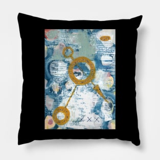 Art Acrylic artwork abstract mix media stitches Pillow