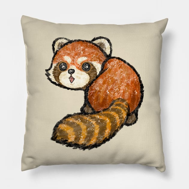 Cute red panda looking back Pillow by sanogawa