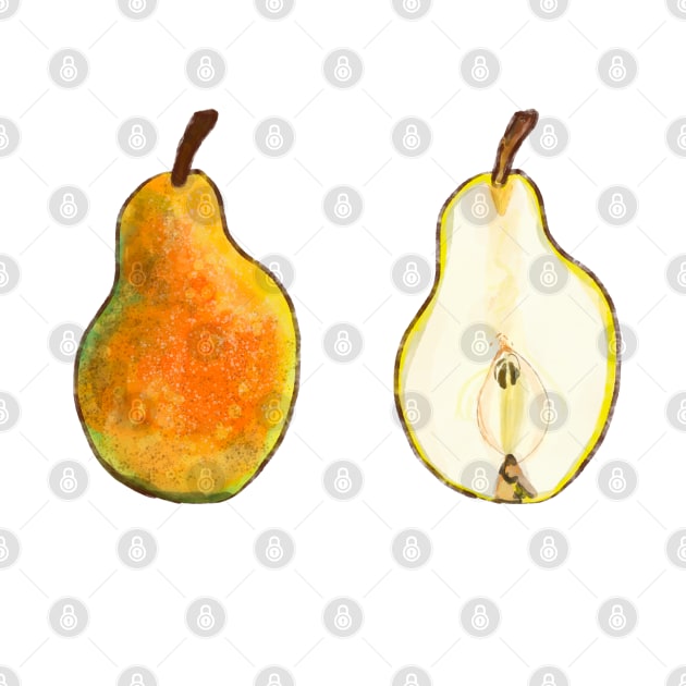 Pear and cut pear by Mimie20