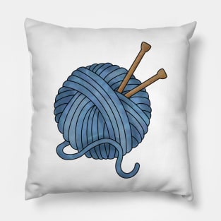 Blue Yarn Ball Pillow