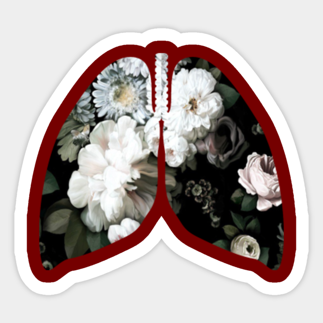 Hanahaki Disease Floral Sticker Teepublic Au Human anatomy print lungs and red roses art print human anatomy art collage printed on off white color high quality archival matte paper. teepublic