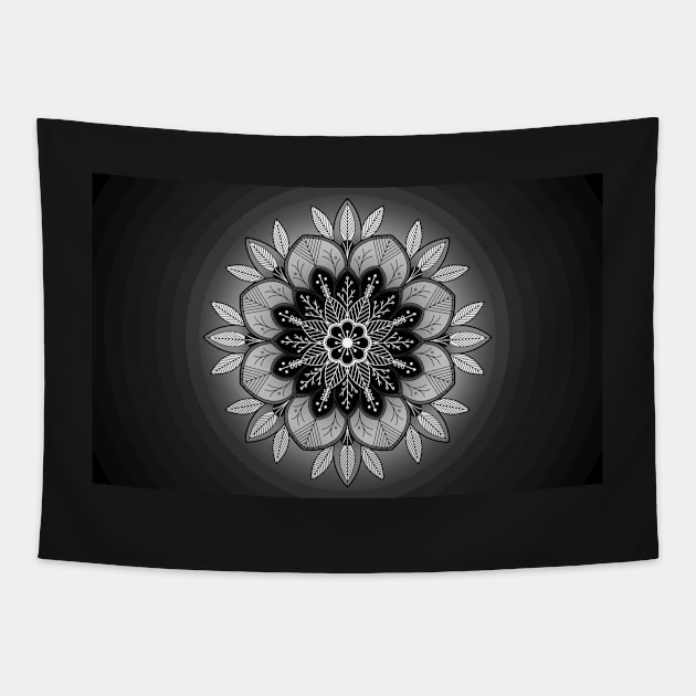 Beautiful Mandala in Black and White Tapestry by AudreyJanvier