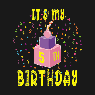 Birthday Shirt it is my 5Th Birthday Blocks Bricks Gift Tee T-Shirt