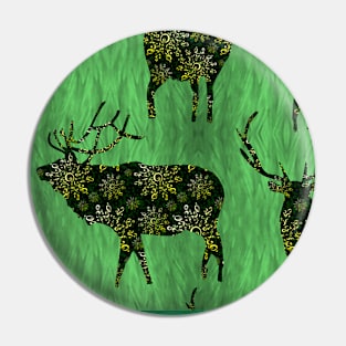 Christmas Ornament Bucks on Green Grass Pin