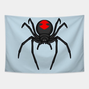 Scary black widow spider cartoon illustration Tapestry