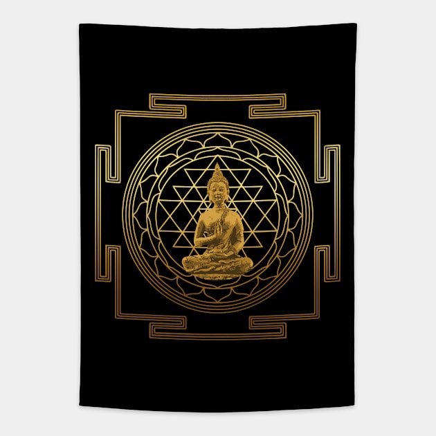 Gold Buddha Yantra Tapestry by mariasshop