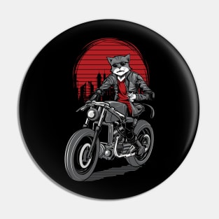 Cat rider motorbike Pin