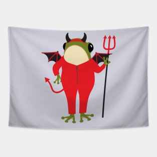 Frog in a devil Halloween costume Tapestry