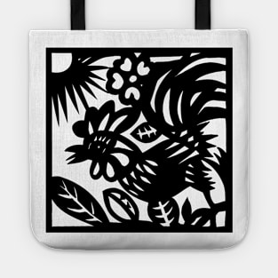 12 Zodiac Animal Signs Paper Cutting Rooster Tote