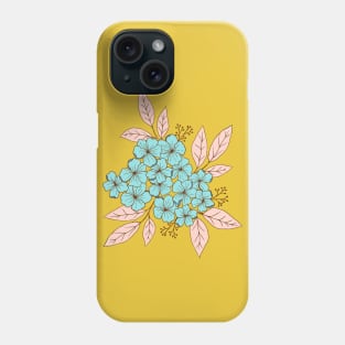 Vintage hydrangea flowers botanical design in light blue and yellow Phone Case