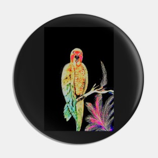 LUSTRE TROPICAL PARAKEET ON BLACK Pin