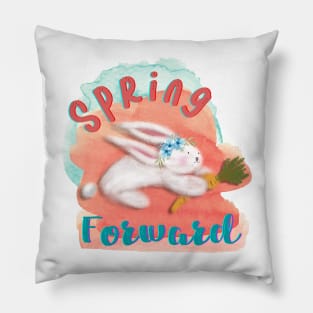 Spring Forward Watercolor Rabbit Pillow
