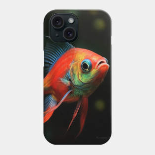 Stunning Hyperrealistic Oil Painting of Cardinal Tetras in Enchanting Aquarium Phone Case