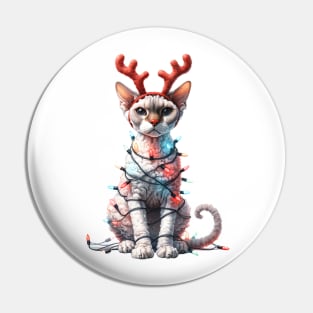 Christmas Red Nose Devon Rex Cat Pin