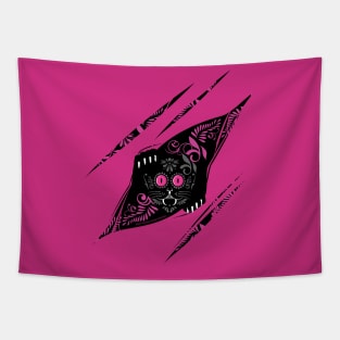 Peekaboo pink cat Tapestry