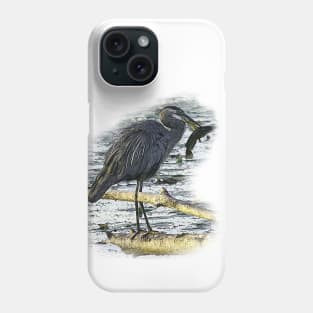Heron with fish Phone Case