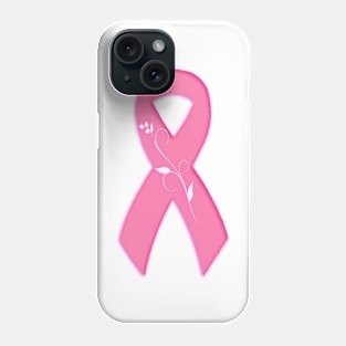 Breast Cancer Awareness Ribbon With Flower Phone Case