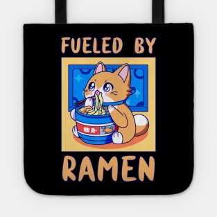 Fueled By Ramen Anime Cat Eating Japanese Food Funny Kawaii Merch Gift Japanese For Boy Girl Kids Children Teen Lover Tote