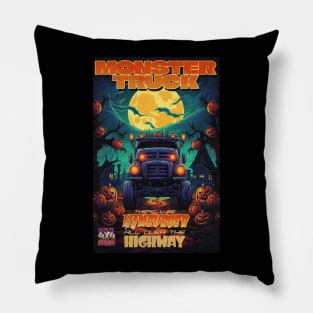 Halloween Monster Truck Hamburger All Over the Highway Pillow