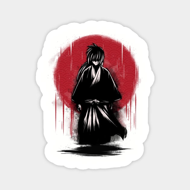 Samurai in a kimono robe Magnet by oncemoreteez