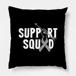 Support Squad Brain Cancer Awareness Gray Ribbon Pillow